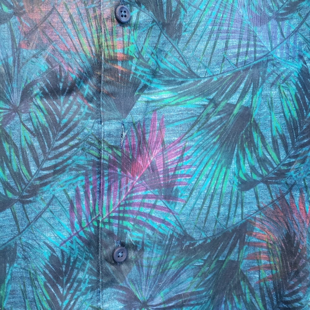 Robert Graham men's large, blue, teal, palm print